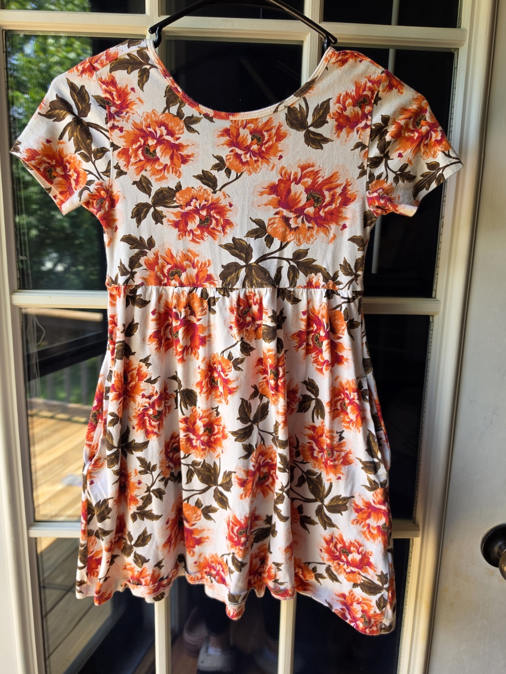 Old Navy Cream Dress with Orange Floral Print